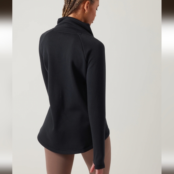 Athleta Cozy Karma Asym Pullover Fleece Black Size Medium - Picture 2 of 8